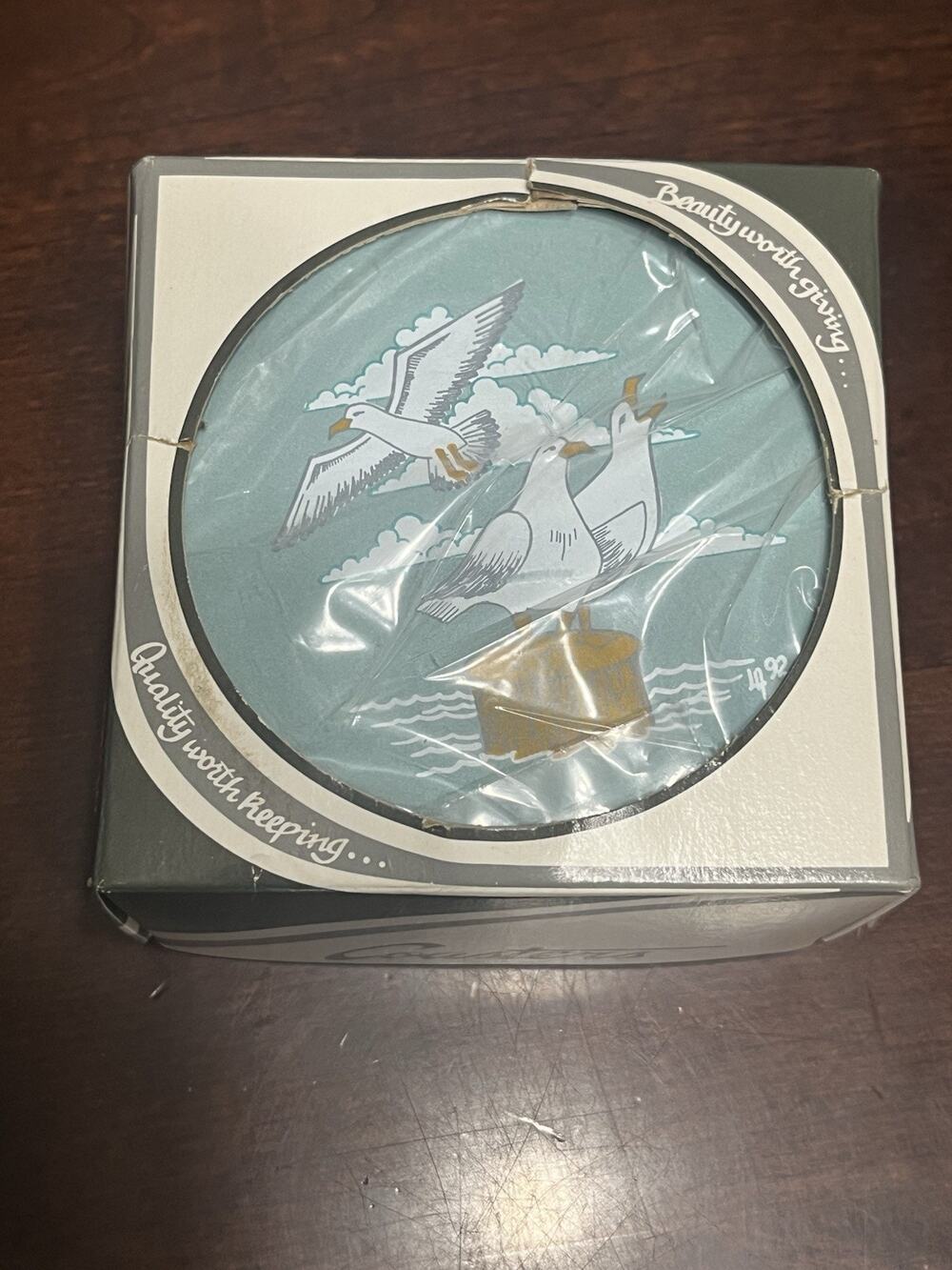 4 Dew Stopper Coaster Set Coastal Design With Seagulls By Sandstone Creations
